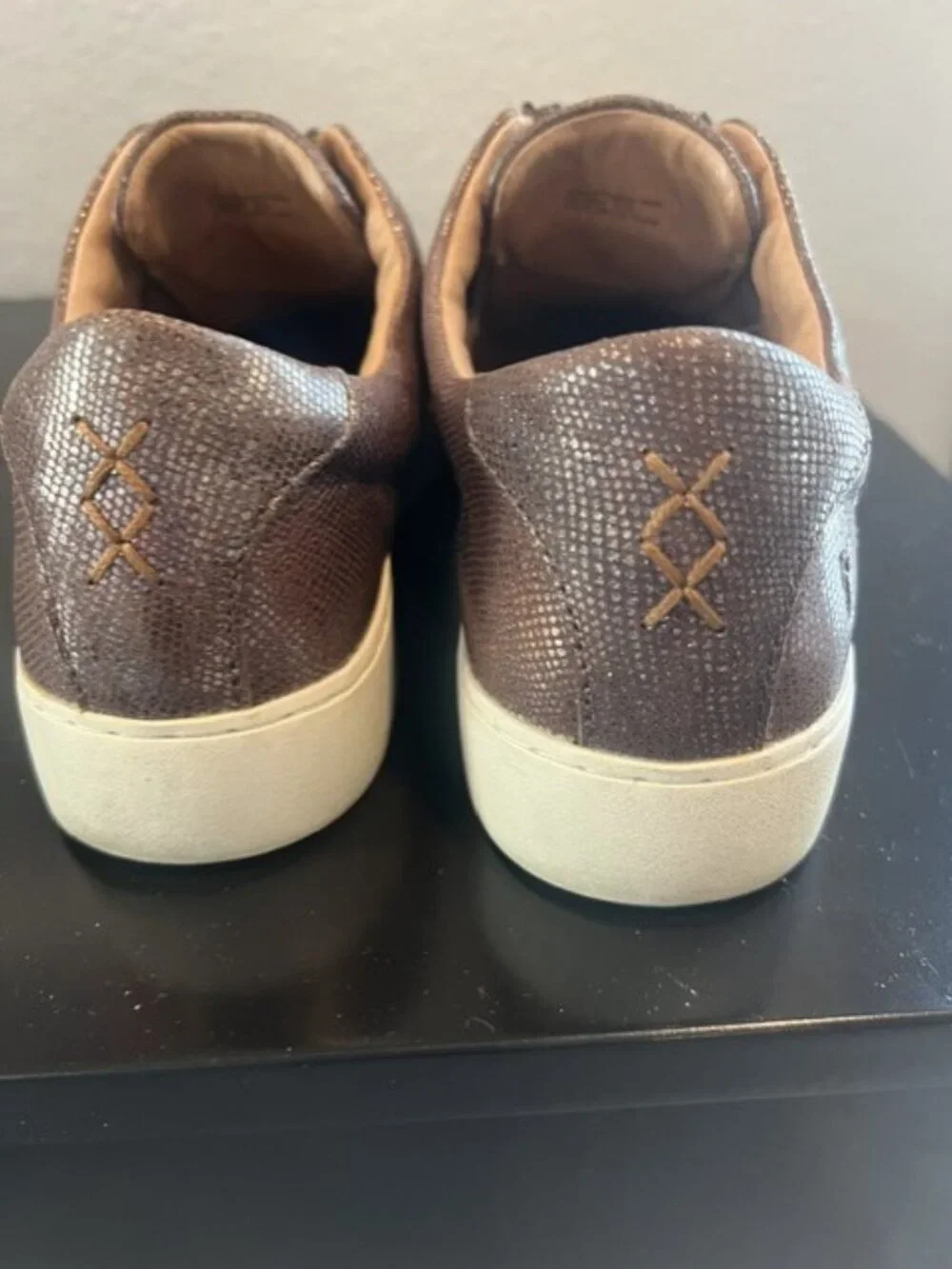 Frye Brown Leather Metallic Sneakers